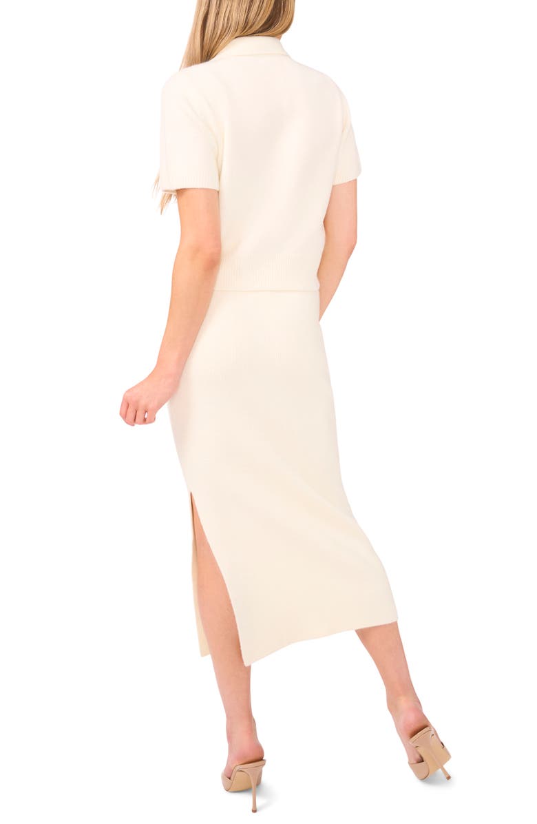 Ted Baker Short Sleeve Polo Sweater, Alternate, color, Warm White