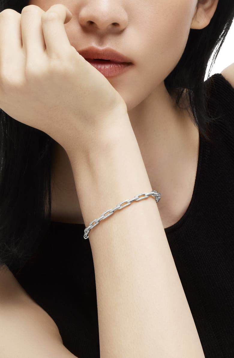 David Yurman Stax 18K Gold Chain Link Bracelet with Diamonds, Alternate, color, White Gold