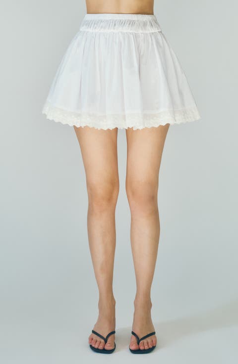 Austin Embroidered Hem Cotton Miniskirt
