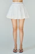MAUDE CLUB Austin Embroidered Hem Cotton Miniskirt