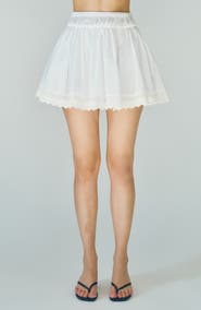 MAUDE CLUB Austin Embroidered Hem Cotton Miniskirt
