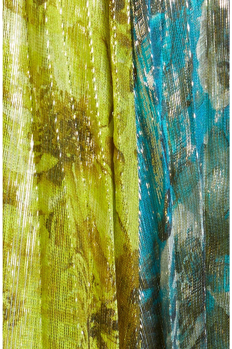 Mertie Metallic Stripe Floral Maxi Dress, Alternate, color, MULTI