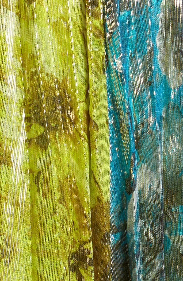 Alice + Olivia Mertie Metallic Stripe Floral Maxi Dress, Alternate, color, 