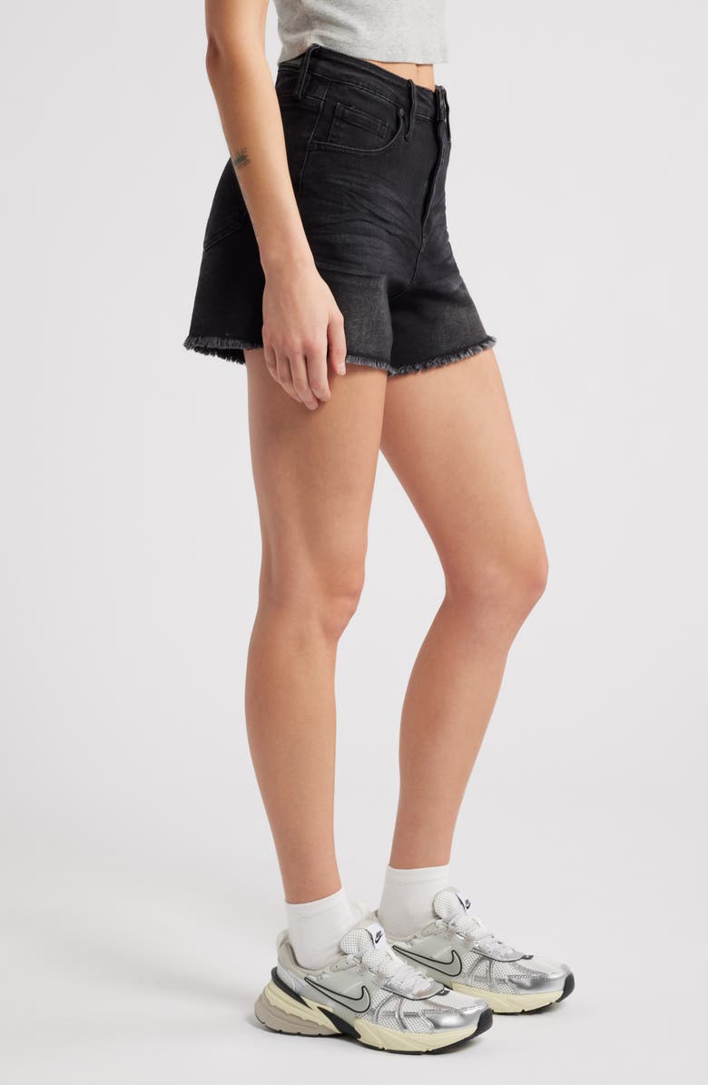 PTCL Sia High Waist Cutoff Stretch Denim Shorts, Alternate, color, Black