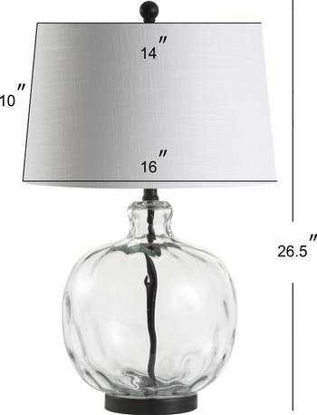 Rae 26.5" Glass/Metal LED Table Lamp, Clear/Black