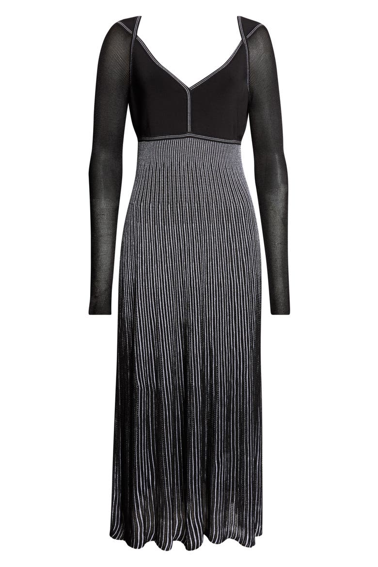 Metallic Stripe Long Sleeve Rib Sweater Dress, Alternate, color, BLACK METALLIC
