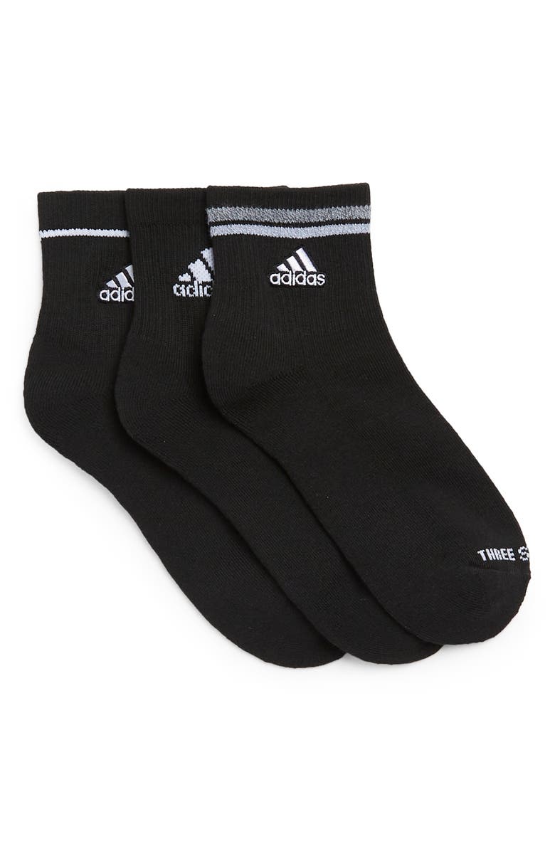 adidas 3-Pack Cushioned Sport Crew Socks, Main, color, Black