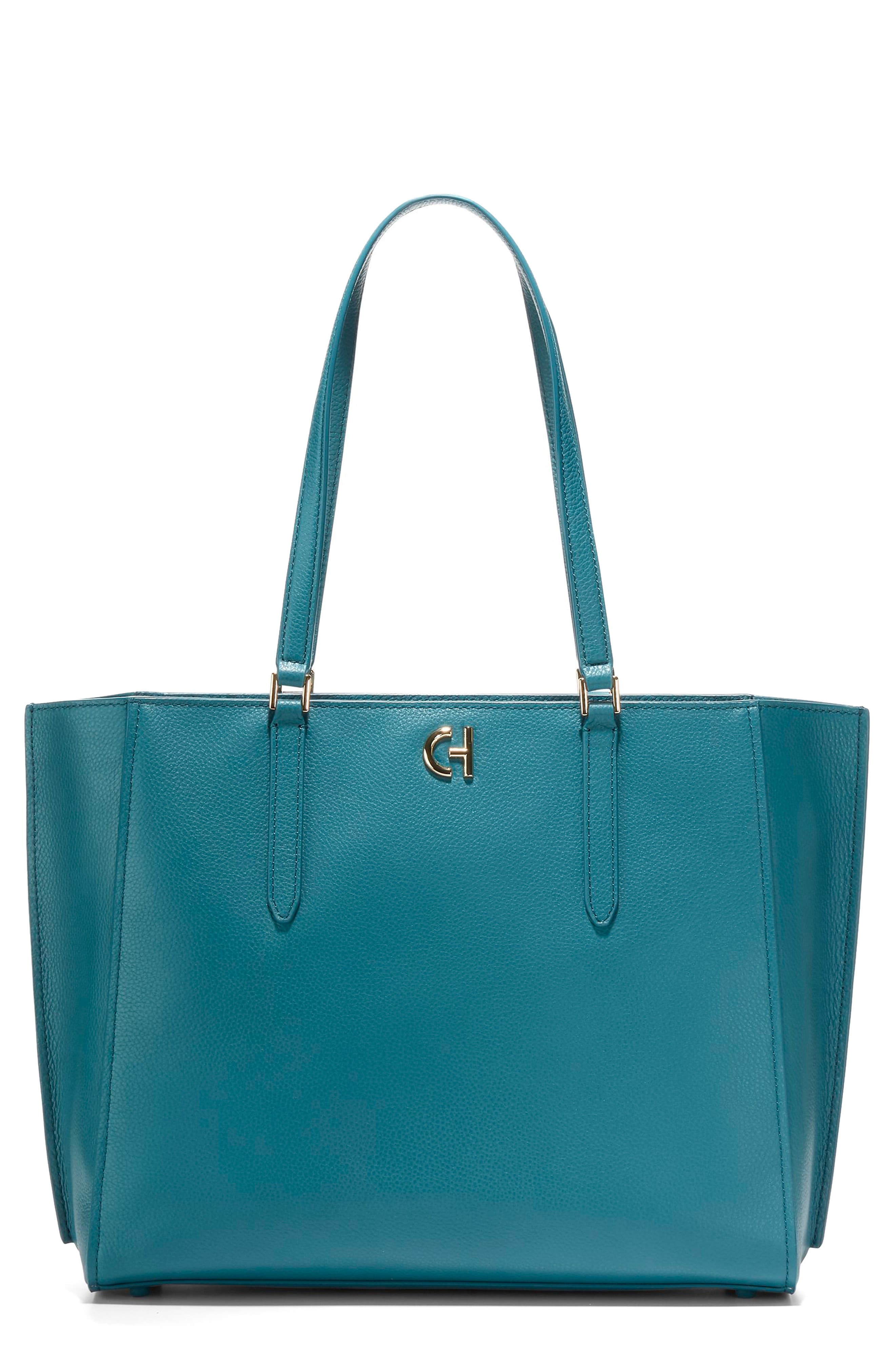 Go-To Leather Tote, Main, color, INK BLUE