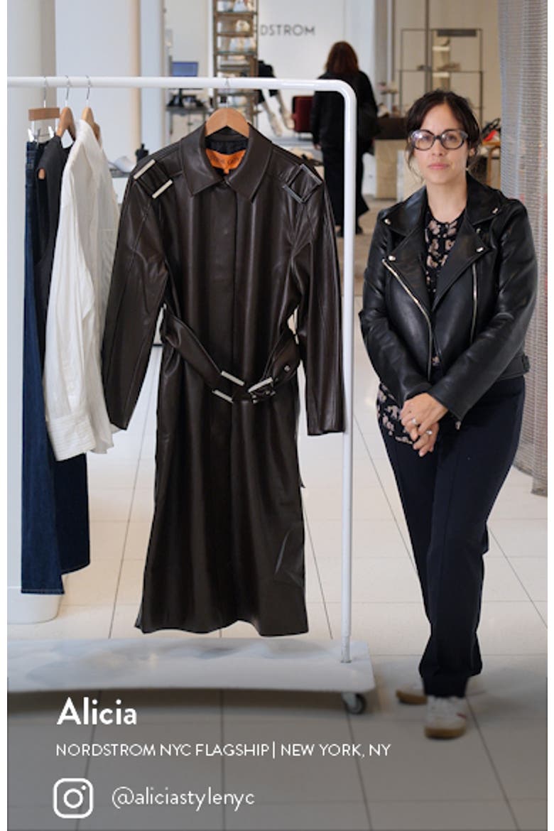 Oversize Faux Leather Trench Coat video