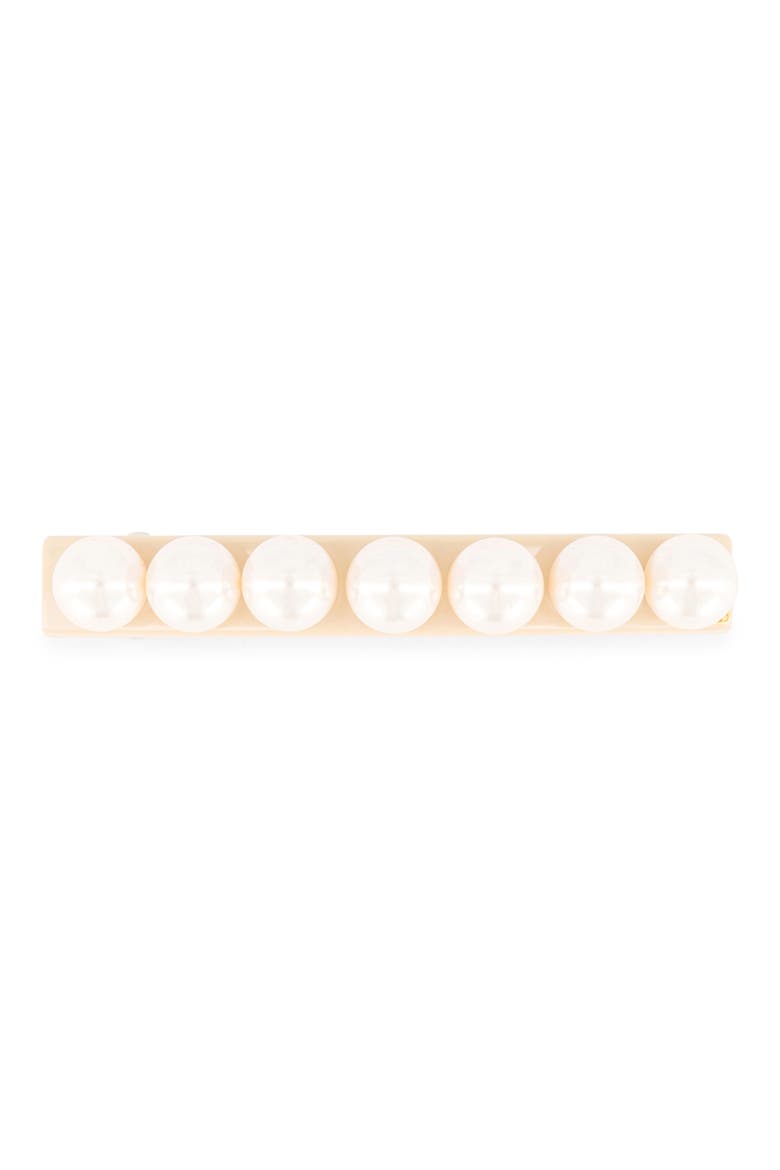 Imitation Pearl Barrette, Alternate, color, BEIGE