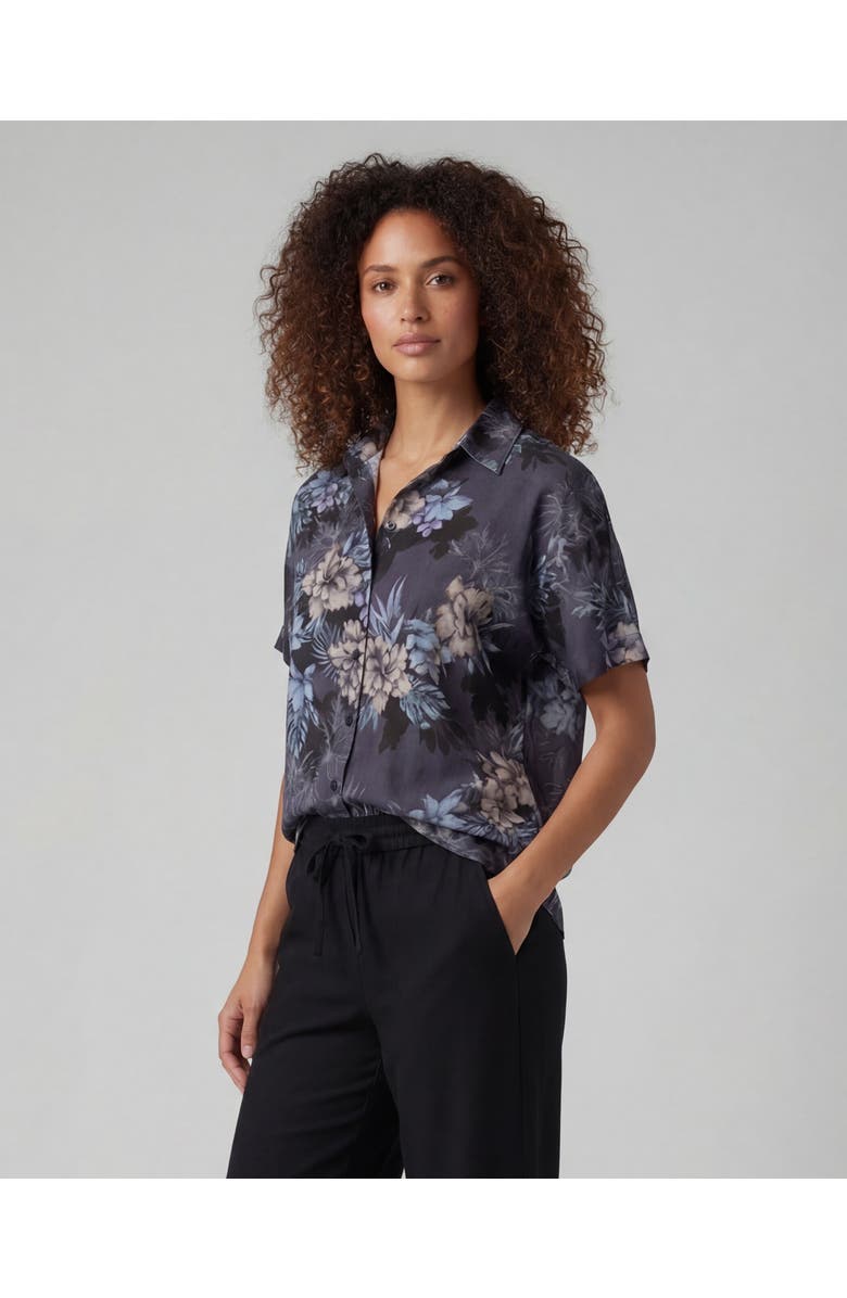 Lords of Harlech Exotic Floral Womens Linen Printed Shirt, Alternate, color, Exotic Floral Black