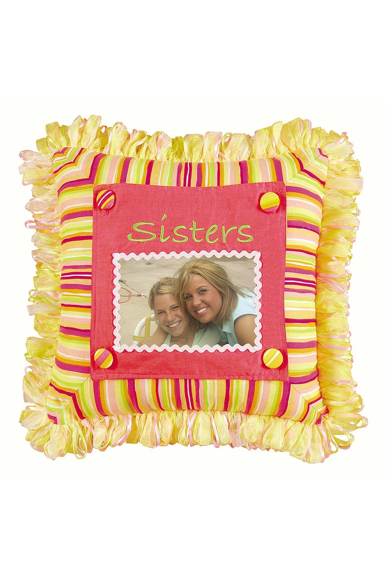 Sisters Picture Throw Pillow, 14" x 14", Main, color, Pink