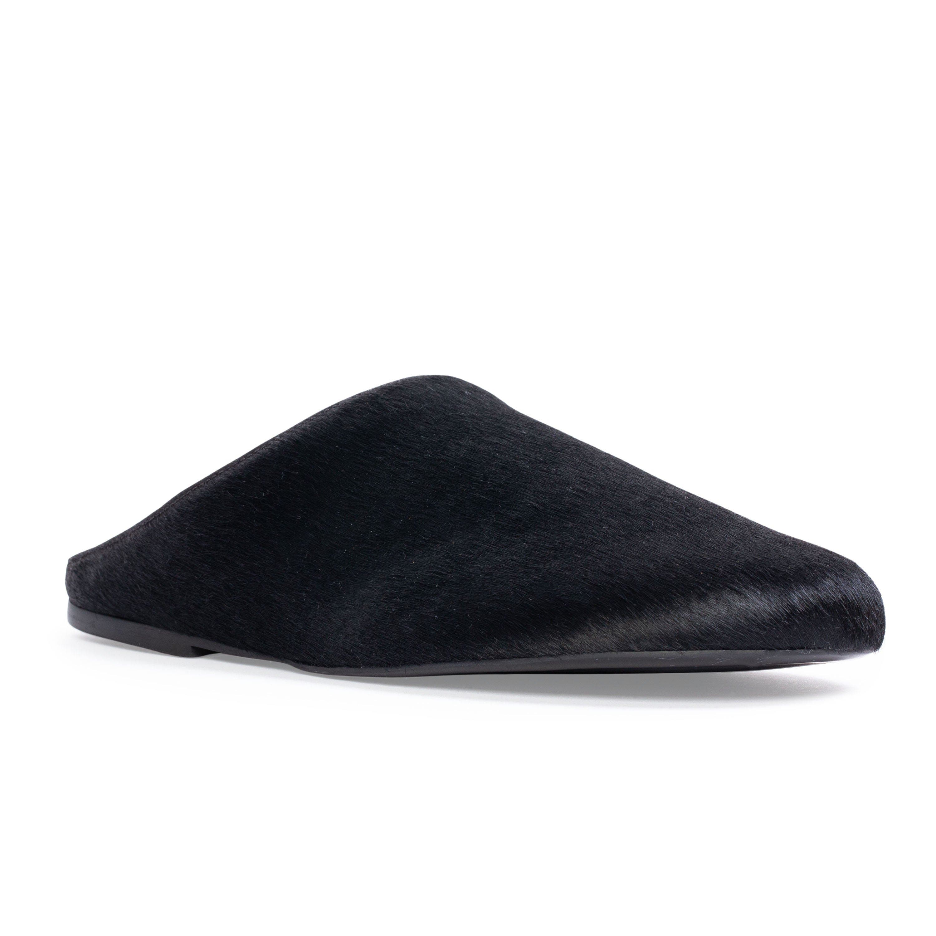 BLACK SUEDE STUDIO Arie Ponyhair Slipper, Alternate, color, Black Pony Hair