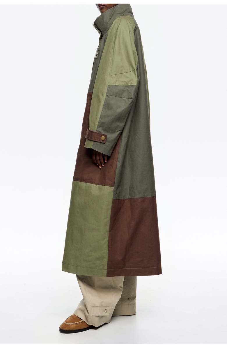 Bimba y Lola Patchwork Maxi Trench, Alternate, color, Khaki