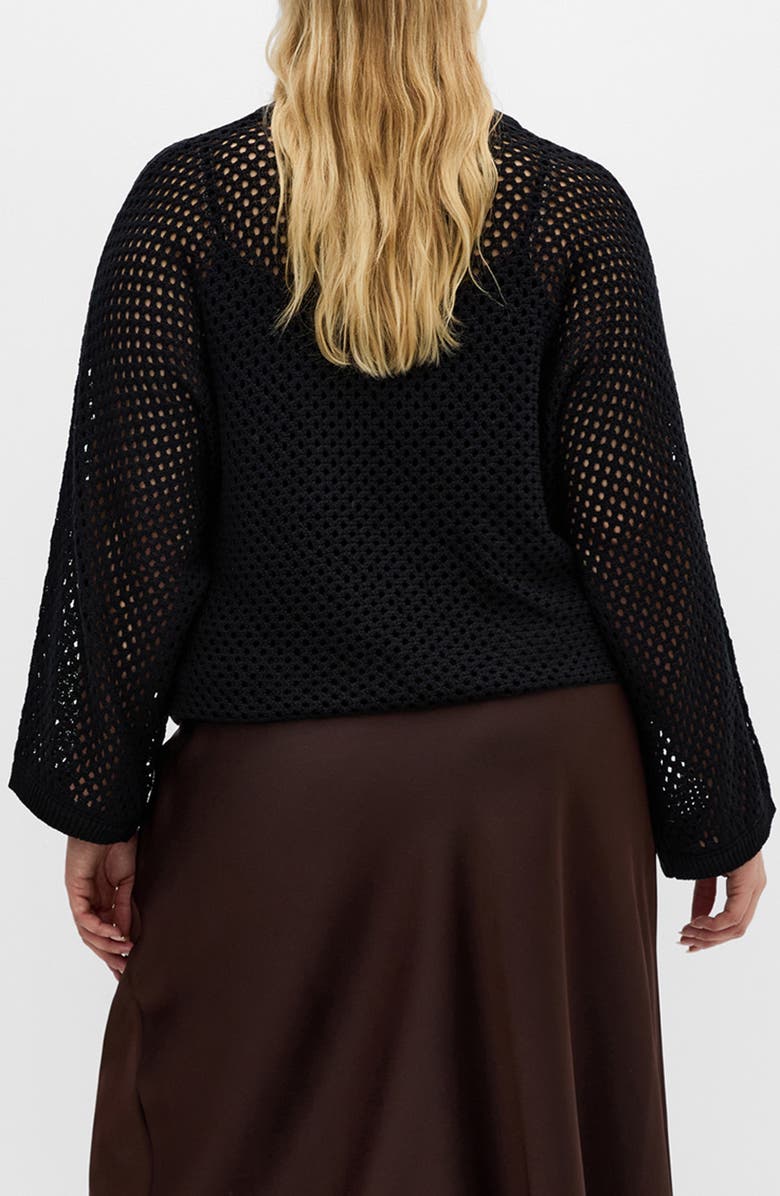 City Chic Open Stitch Sweater, Alternate, color, Black