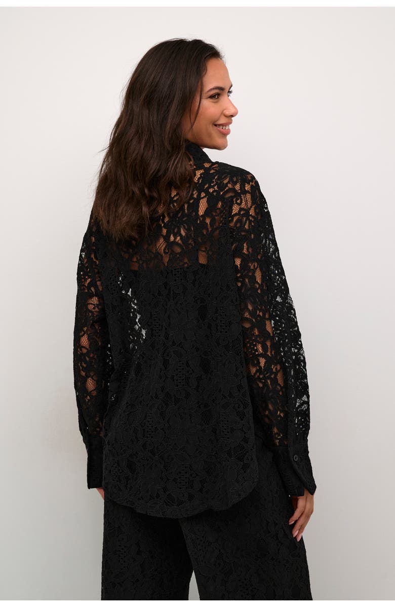 Kaffe Kanelly Lace Shirt Loose Fit Button Up, Alternate, color, Black Deep