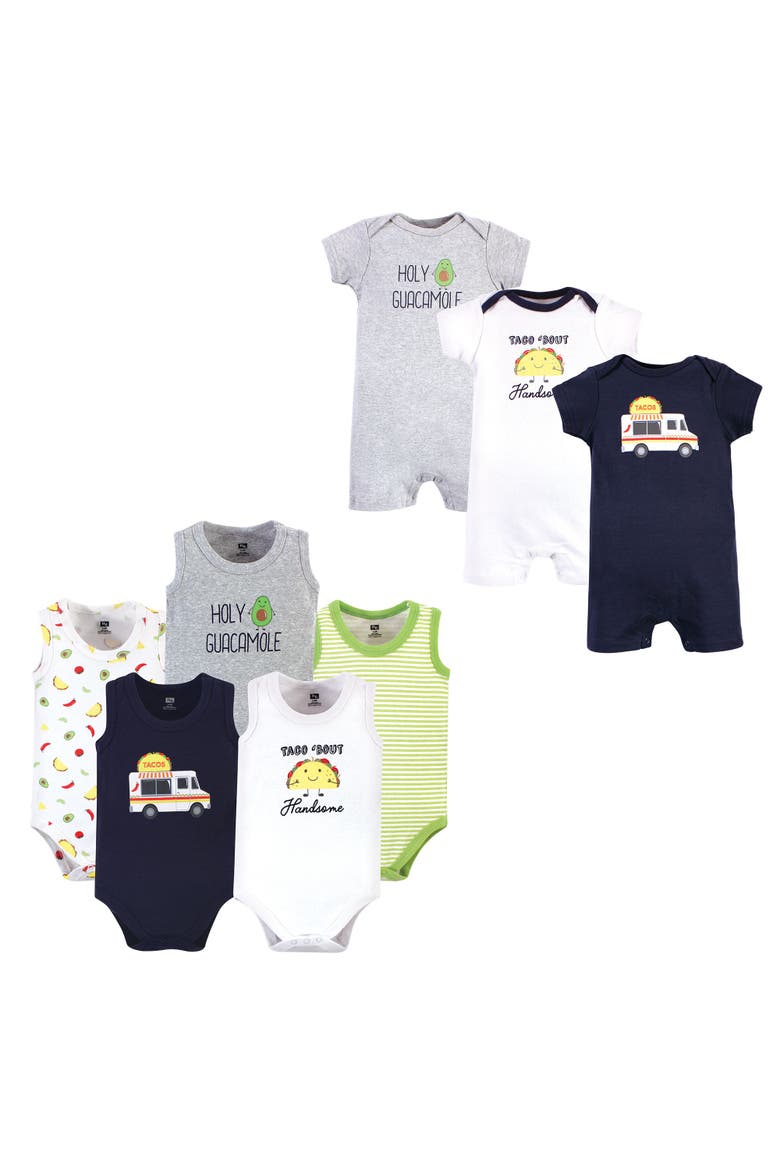 Cotton Bodysuits and Rompers, 8-Piece, Main, color, Taco Truck