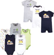 Hudson Baby Cotton Bodysuits and Rompers, 8-Piece