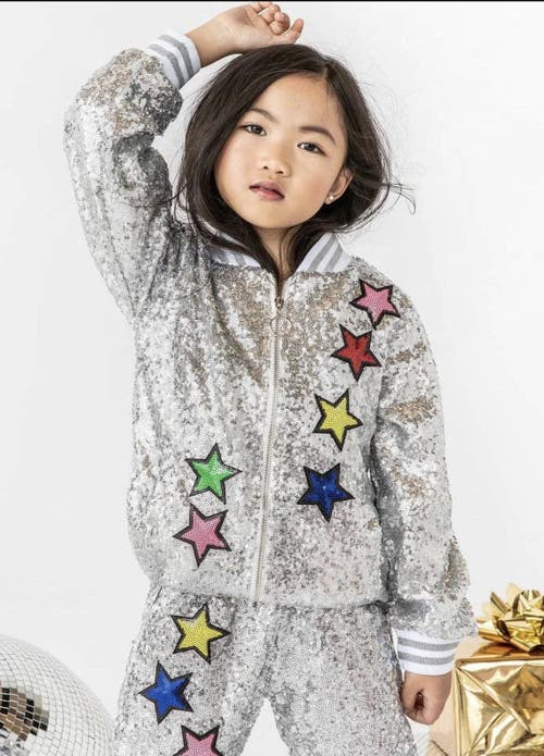 LOLA + THE BOYS LOLA + THE BOYS GIRLS UNICORN SEQUIN BOMBER 