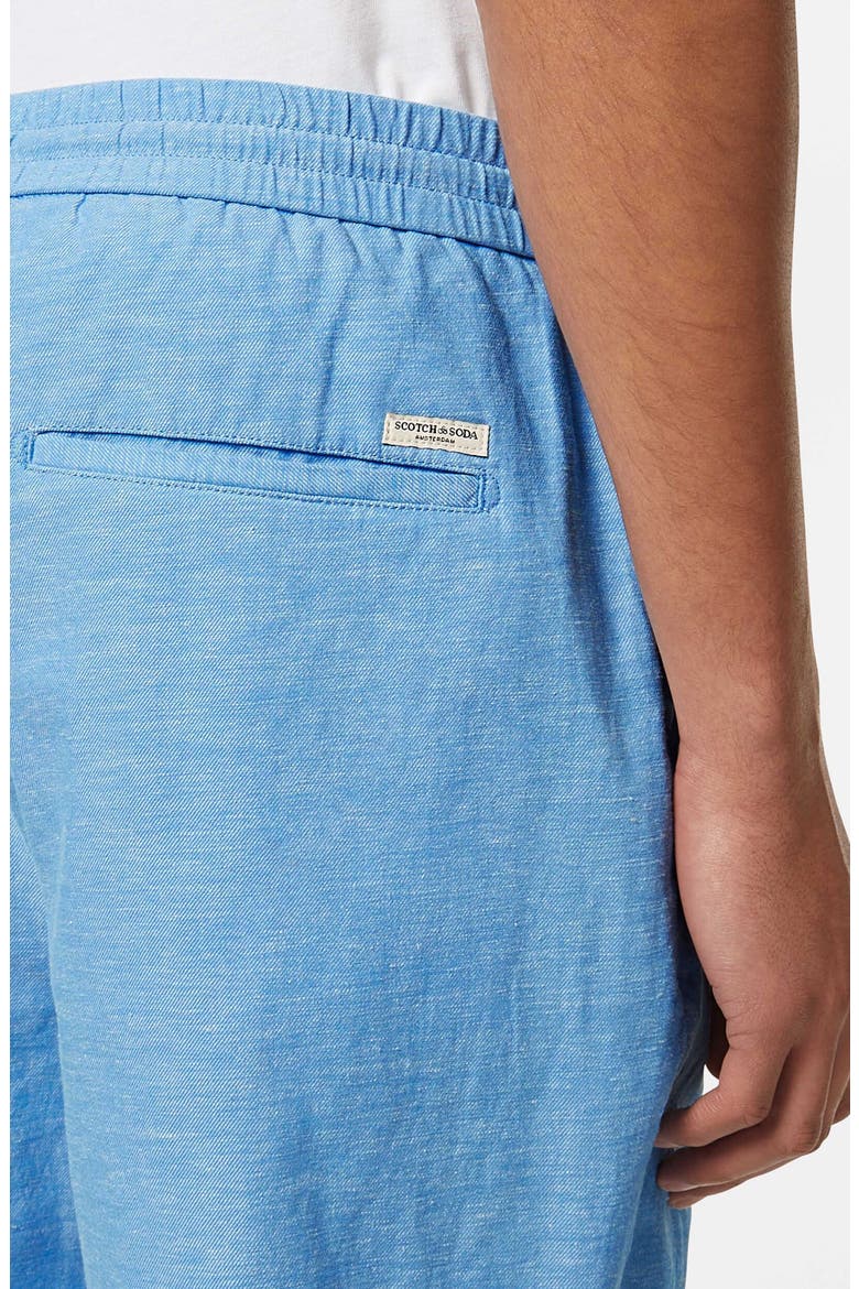 Flat Front Slub Cotton & Linen Twill Drawstring Bermuda Shorts, Alternate, color, AQUA BLUE