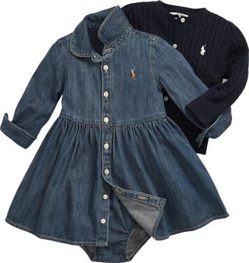 Long Sleeve Denim Shirtdress & Bloomers