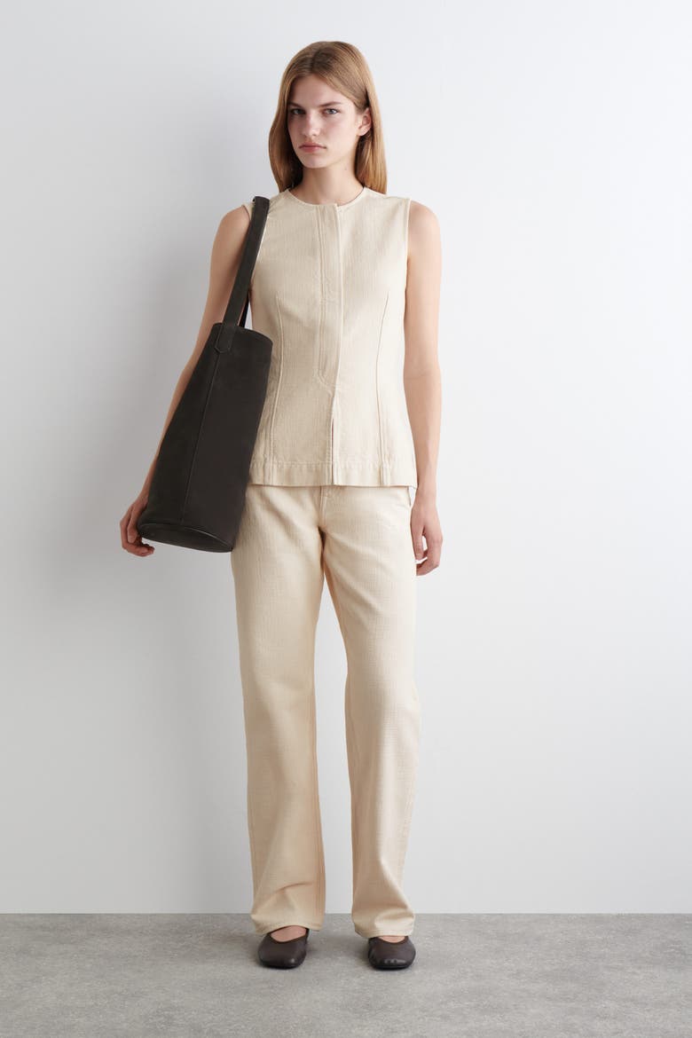 Sleeveless Denim Top, Alternate, color, OFF-WHITE