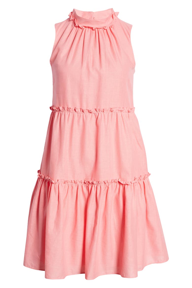 High Neck Sleeveless Ruffle Dress, Alternate, color, PINK