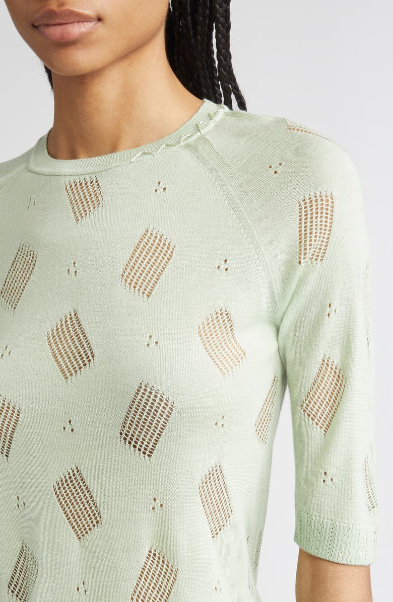 Marni Openwork Virgin Wool & Silk Sweater, Alternate, color, 00V07 Light Lime