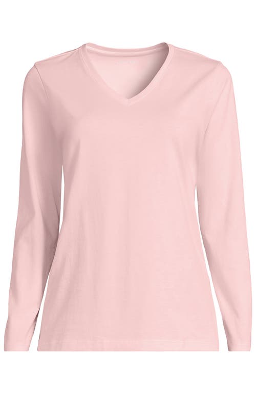 Lands' End Relaxed Supima Cotton Long Sleeve V-neck T-shirt In Pink
