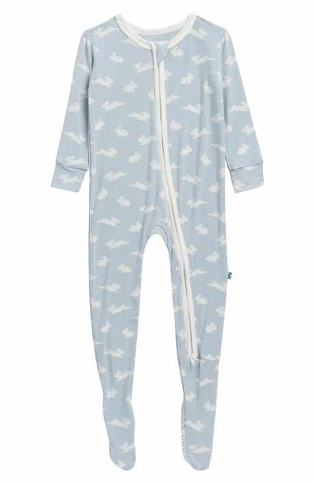 Bunny Print Two-Way Zip Fitted Footie