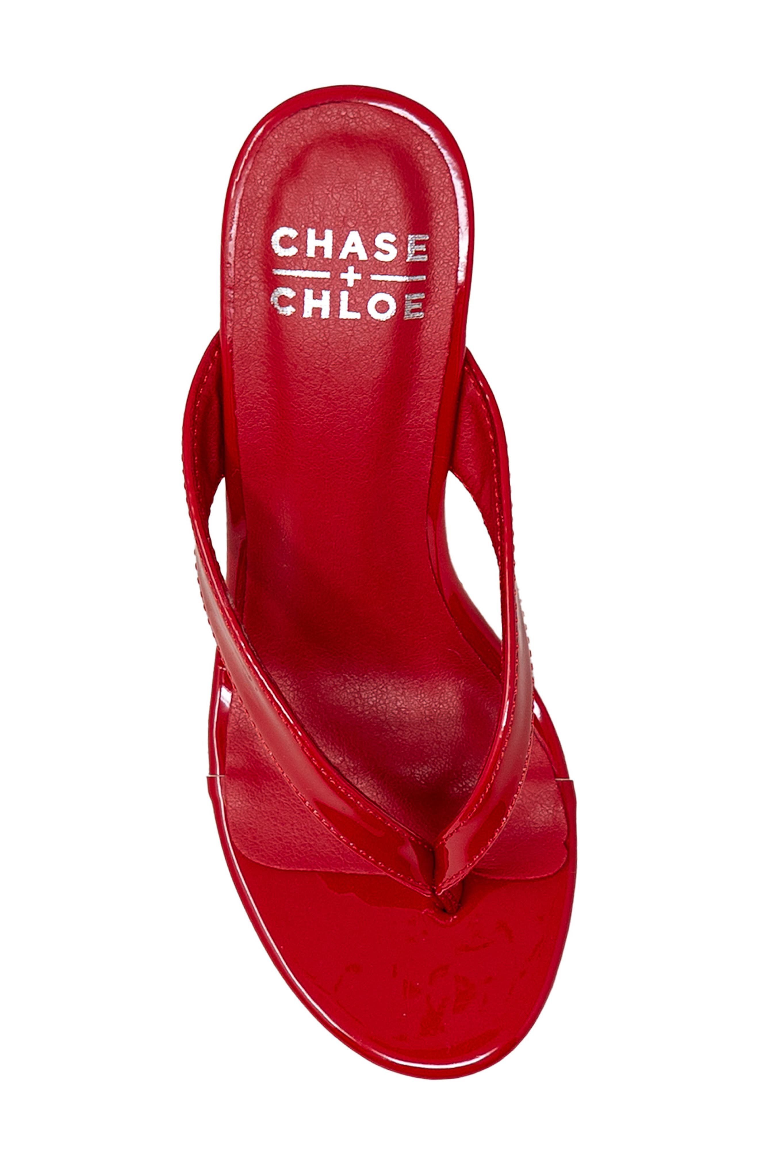Toe Post Wedge Sandal, Alternate, color, RED PATENT