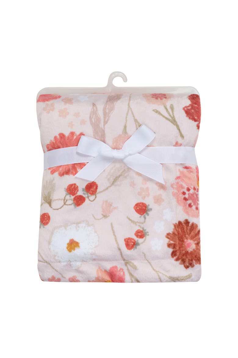 Flower Power Floral/Strawberry Soft/Cozy Fleece Baby Blanket, Alternate, color, Pink