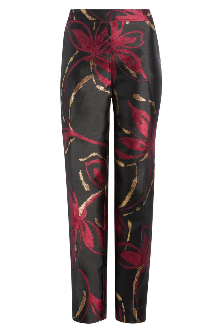 Side Zip Straight Ankle Jacquard Pants, Alternate, color, ANNE BLACK MULTI