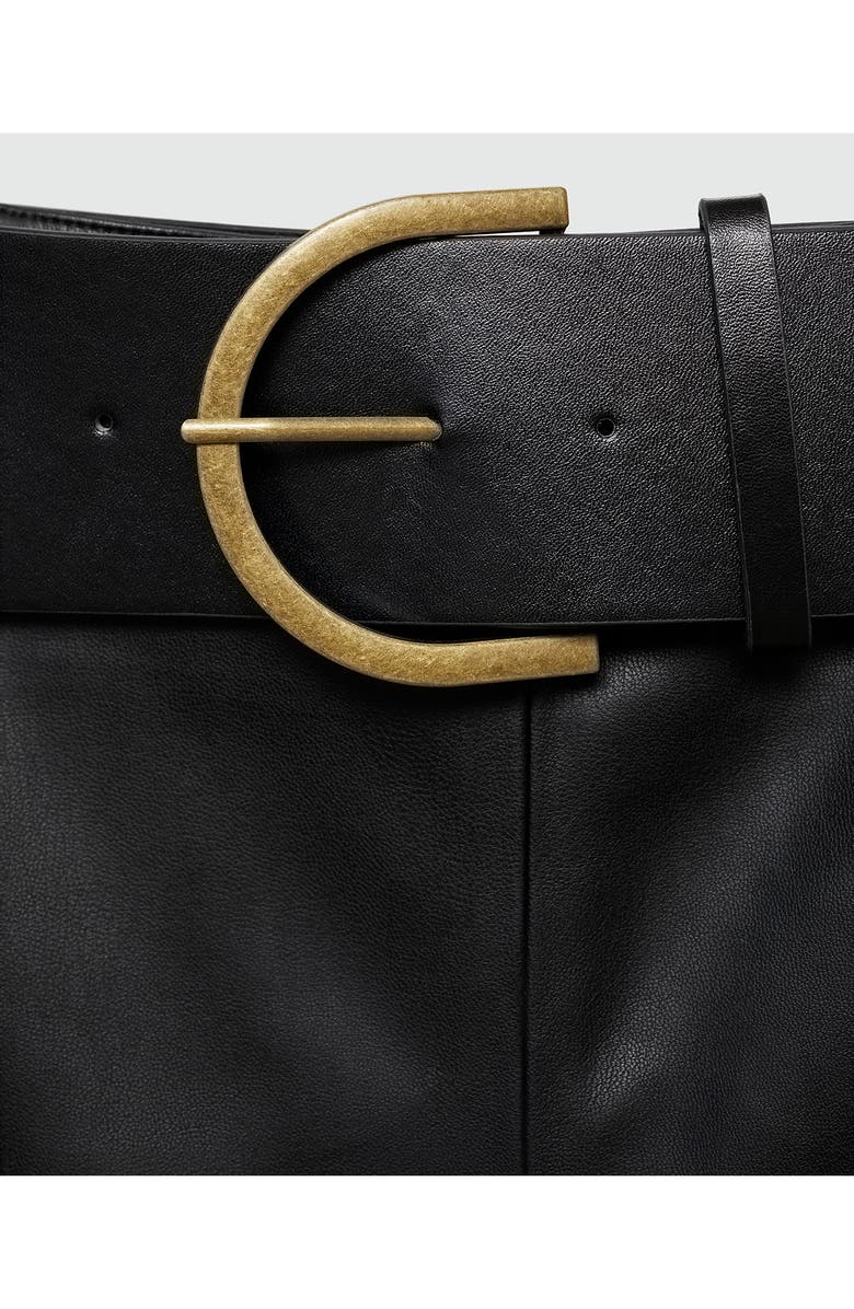 MANGO Paris Belted Faux Leather Midi Skirt, Alternate, color,