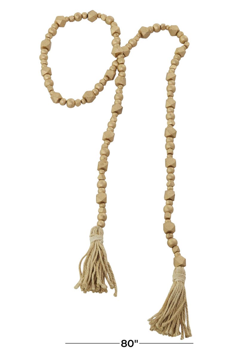 WILLOW ROW Bohemian Mango Wood Garland, Alternate, color, Gold