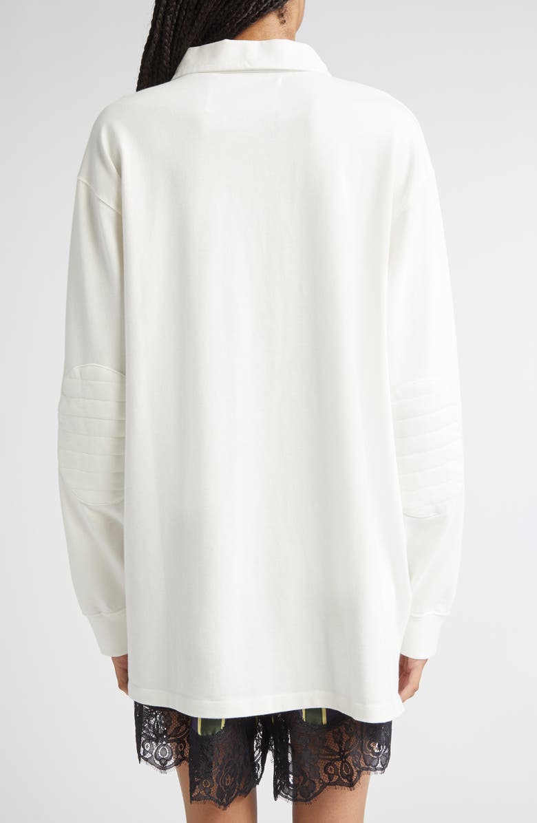 CONNER IVES Oversize Rugby Long Sleeve Organic Cotton Polo, Alternate, color, White