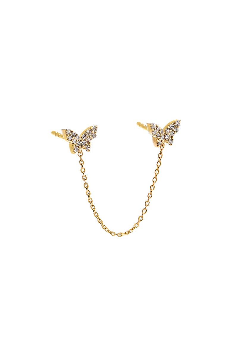 BY ADINA EDEN Diamond Pave Double Butterfly Chain Stud Earring 14K, Main, color, 