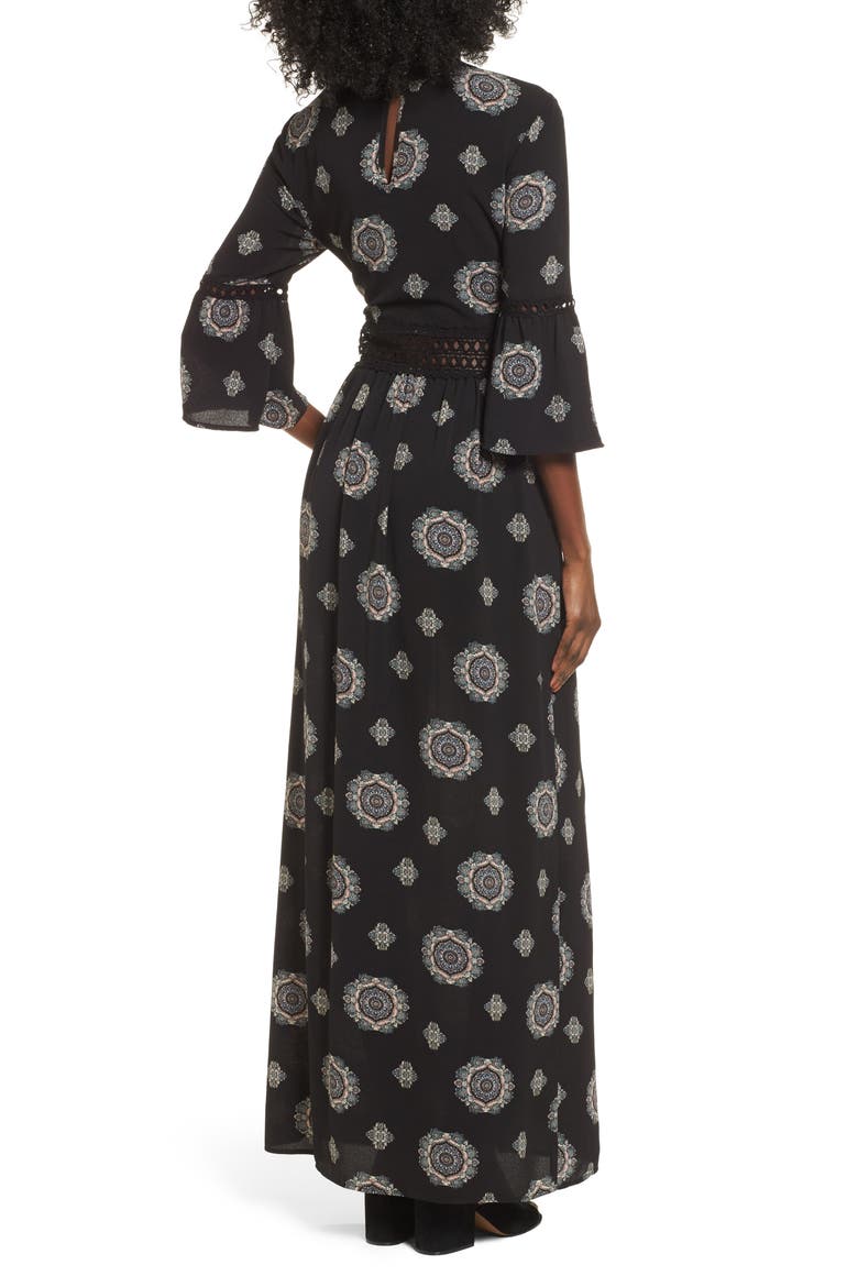 Print Maxi Romper, Alternate, color, BLACK PRINT