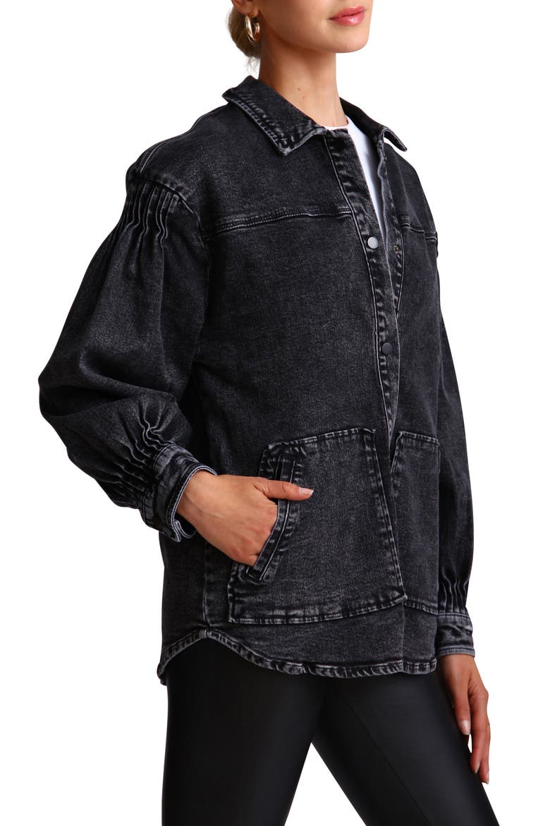 Pintuck Denim Shacket, Alternate, color, BLACK ACID WASH