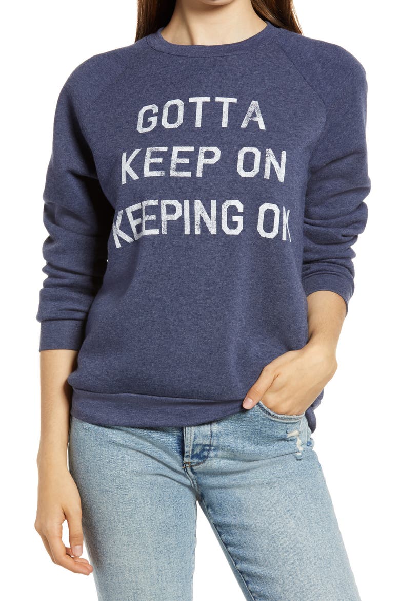 Gotta Keep On Graphic Sweatshirt, Main, color, HEATHER NOVA NAVY