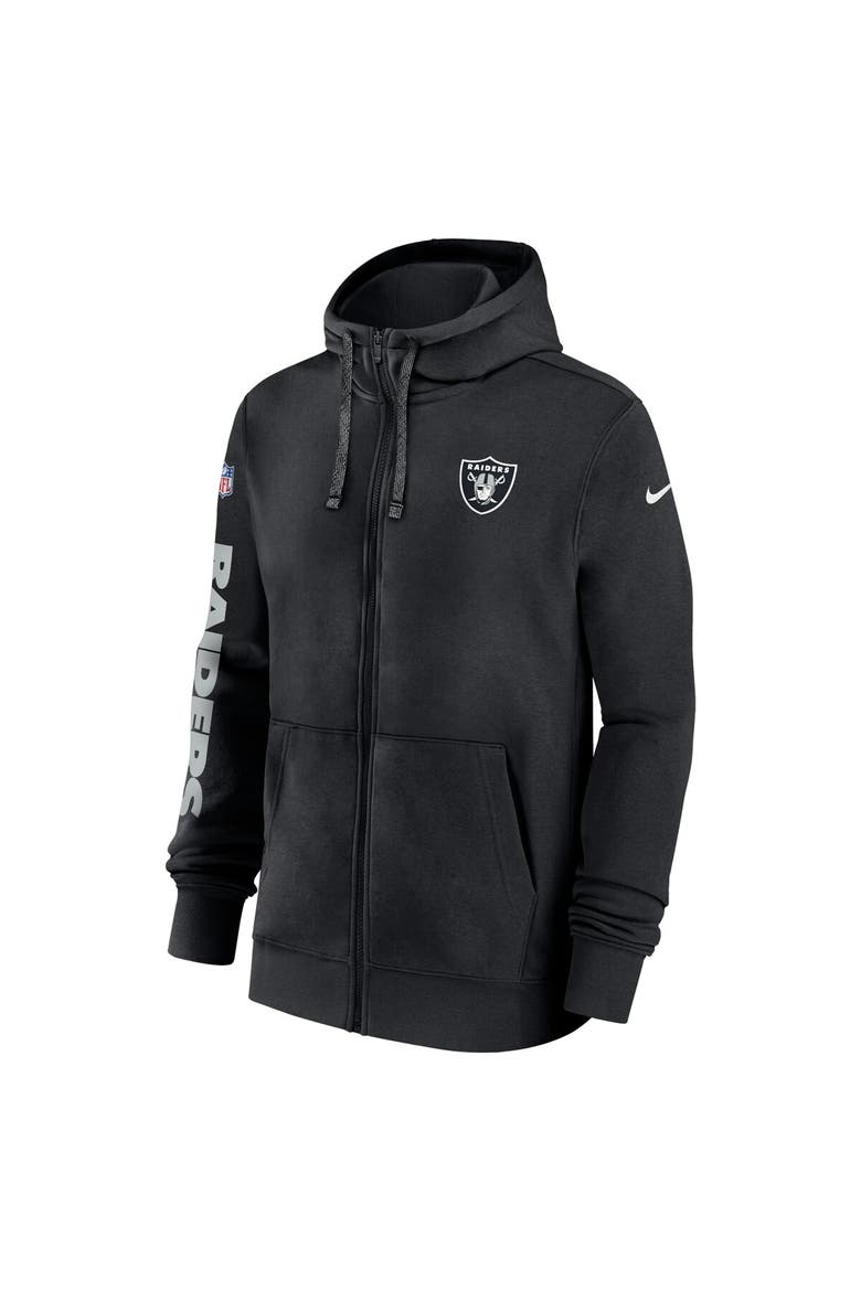 Men's Nike Black Las Vegas Raiders 2024 Sideline Club Full-Zip Hoodie, Alternate, color, Black