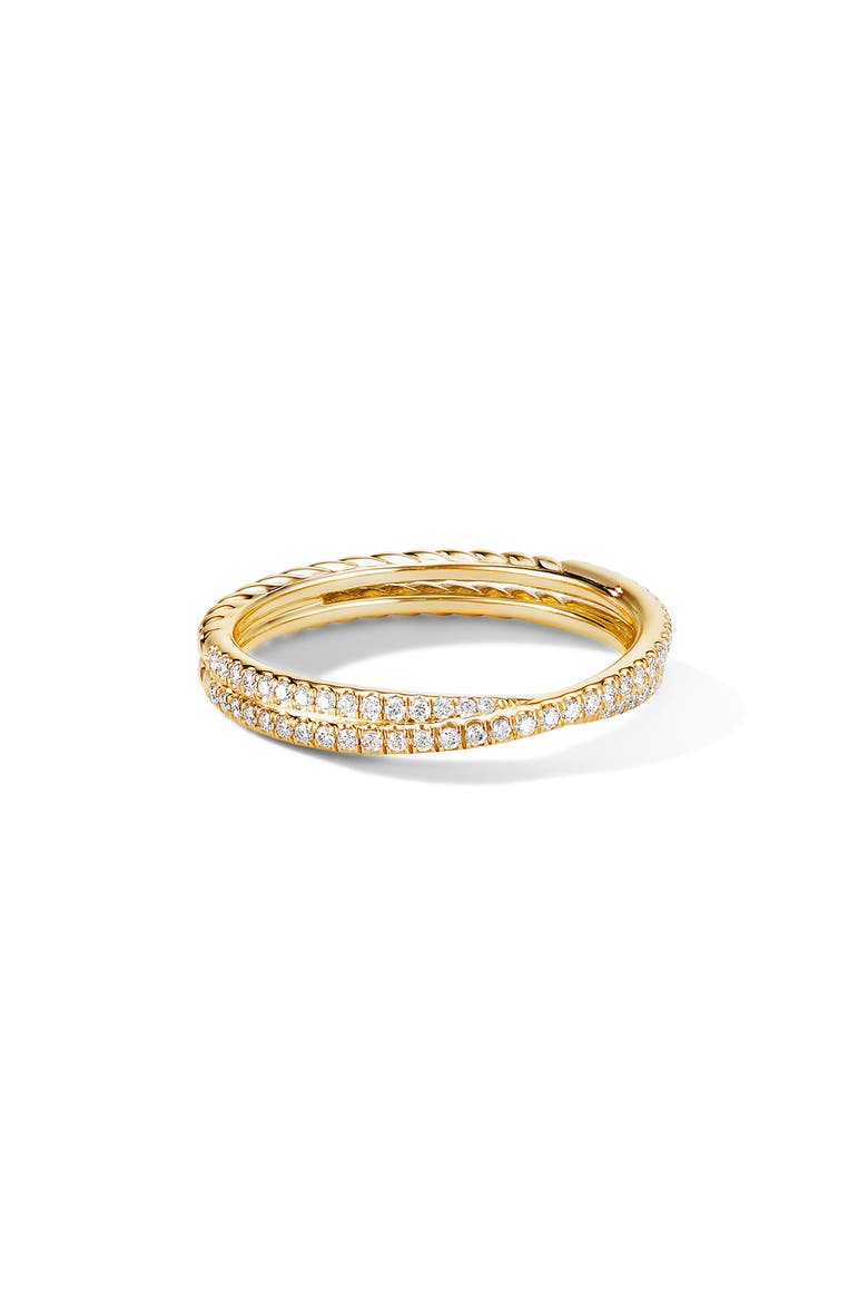 DY Crossover® Micro Pavé Band Ring in 18K Yellow Gold with Diamonds, Main, color, GOLD