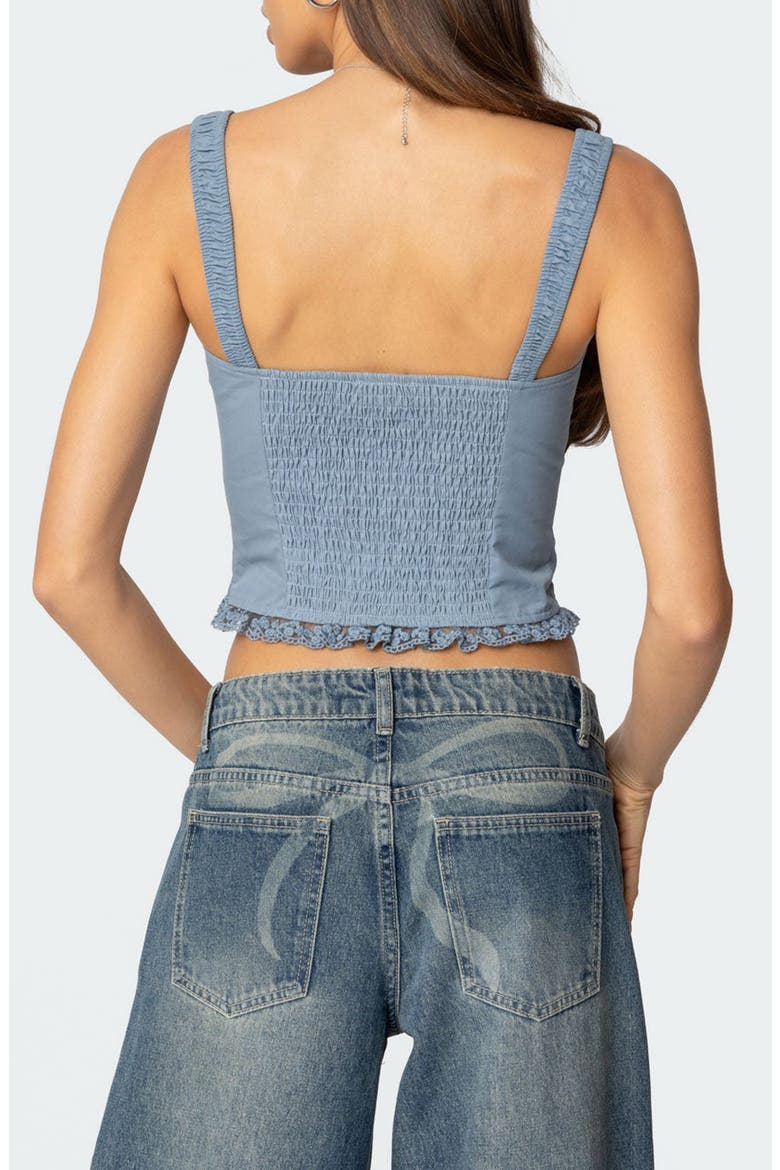 Juliet Lace-Up Cotton Corset Top, Alternate, color, LIGHT-BLUE