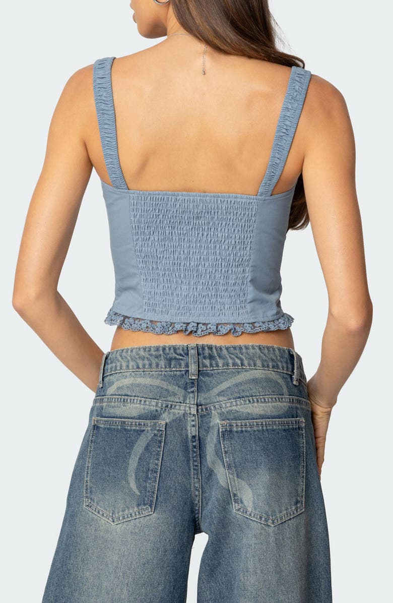 EDIKTED Juliet Lace-Up Cotton Corset Top, Alternate, color, Light-Blue