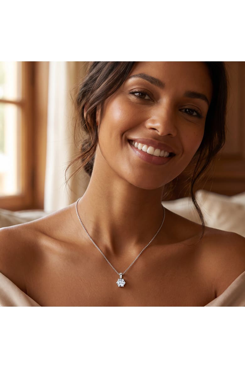 1/4ct Round Solitaire Brilliant Cut Lab Grown Diamond Pendant 18" Necklace, Alternate, color, White Gold