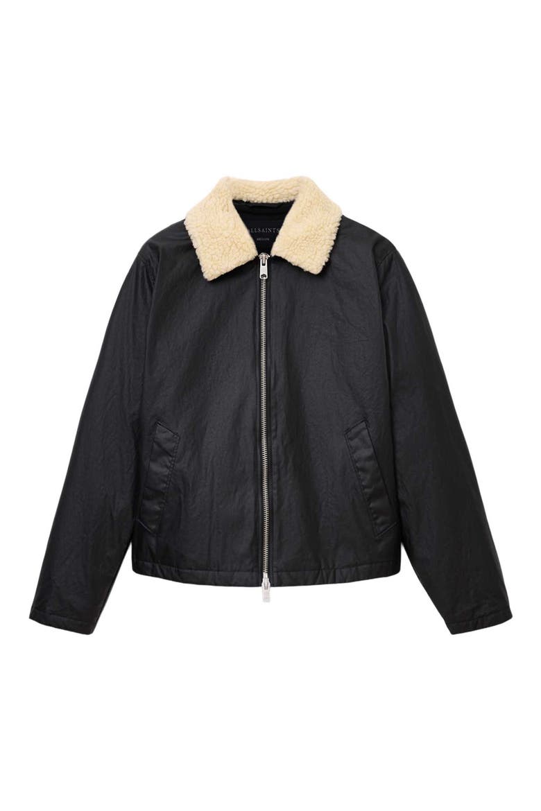 Boston Faux Shearling Collar Jacket, Alternate, color, BLACK