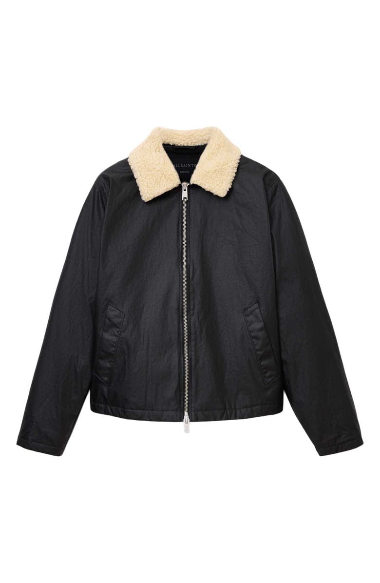 AllSaints Boston Faux Shearling Collar Jacket, Alternate, color, Black