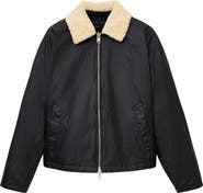 AllSaints Boston Faux Shearling Collar Jacket
