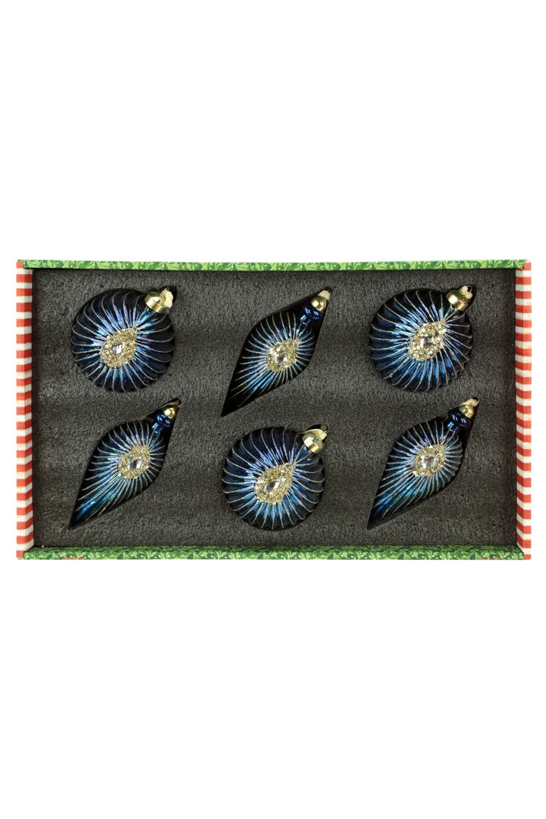 Jeweled Starburst Ornament, Set of 6, Alternate, color, Blue
