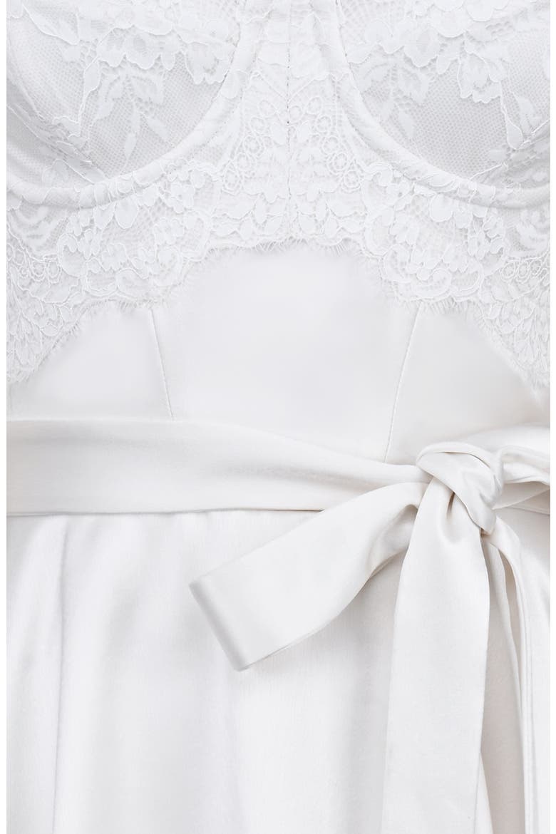 Selena Satin & Lace Minidress, Alternate, color, WHITE